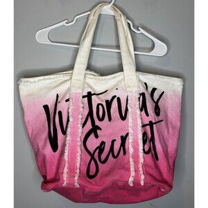 Victoria's Secret Ombré Beach Tote Bag White Pink Travel